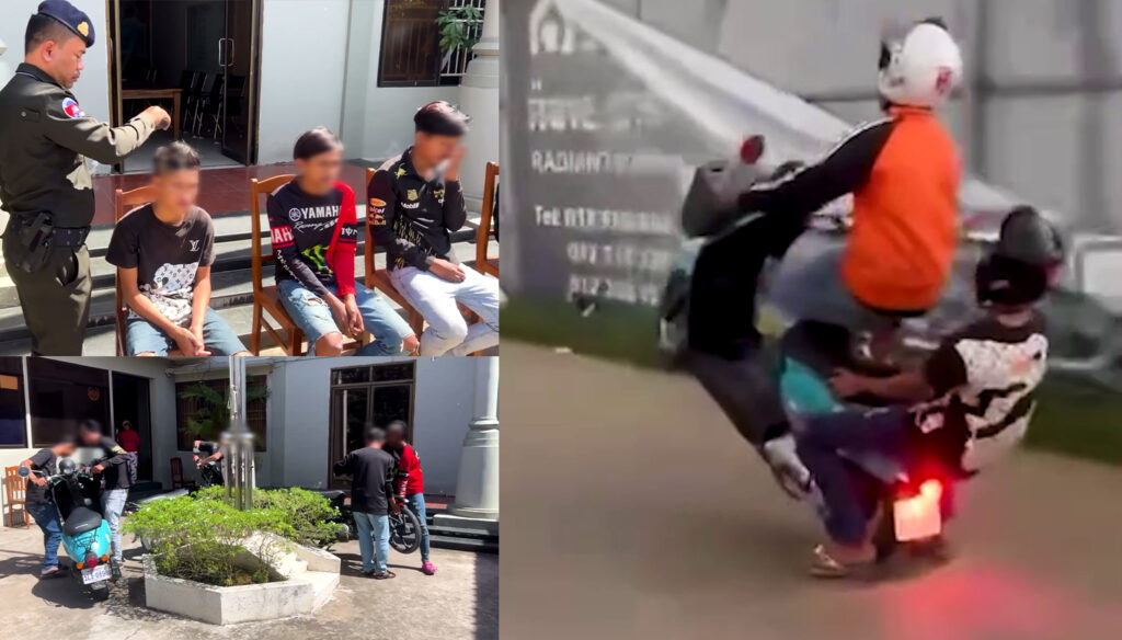 អាវុធហត្ថរាជធានីភ្នំពេញ ឆ្មក់បង្ក្រាបក្មេងទំនើង បង្ហោះម៉ូតូលើផ្លូវសាធារណៈ បាន០៦នាក់!